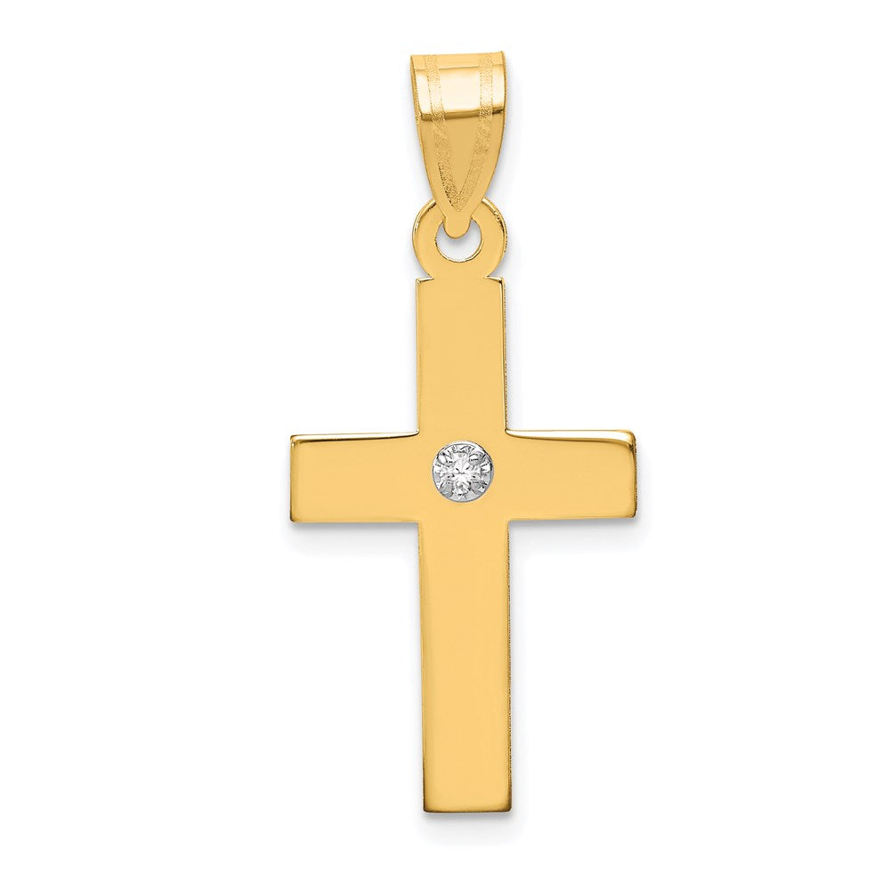 14k Polished .02ct. Diamond Cross Pendant