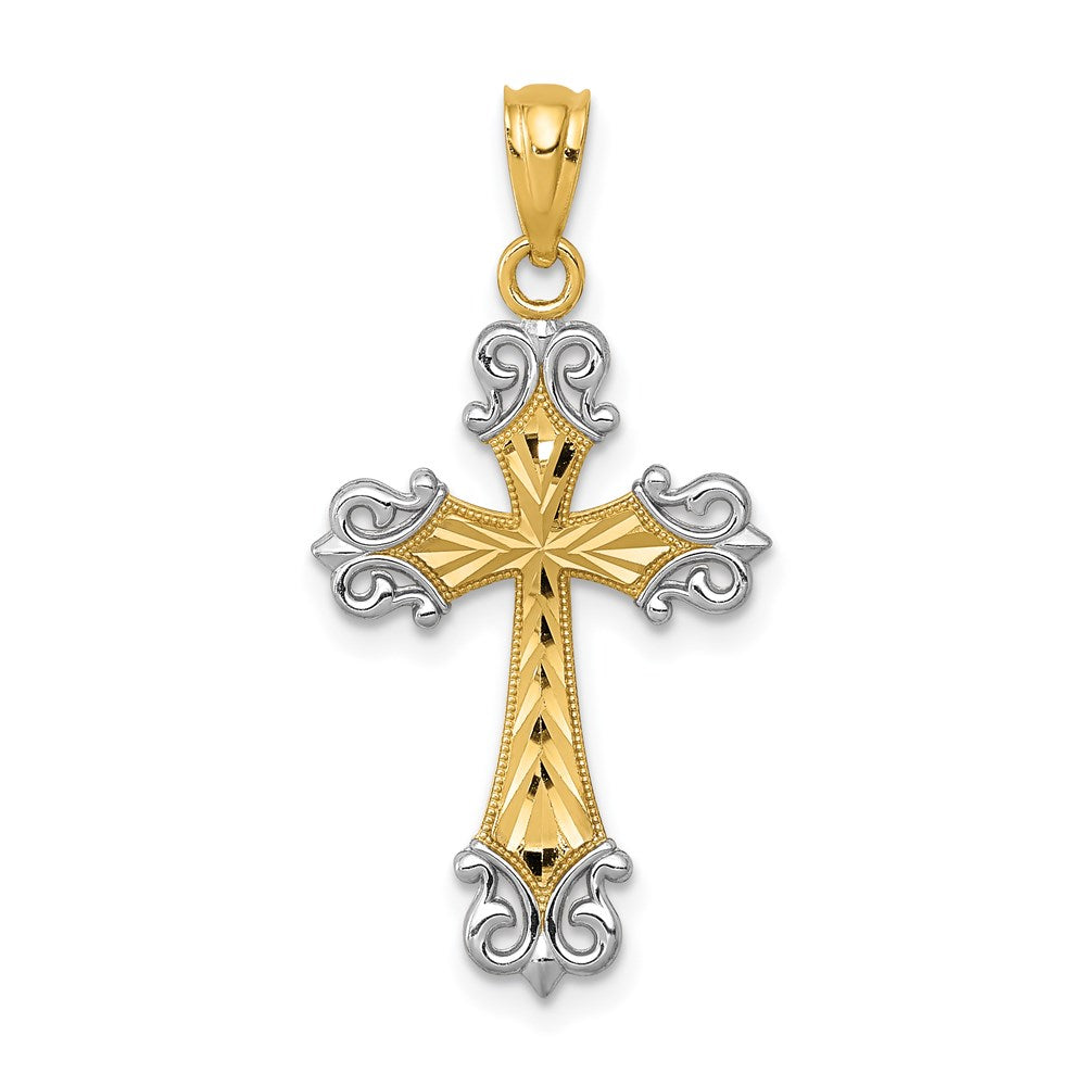 14k and Rhodium D/C Cross Pendant