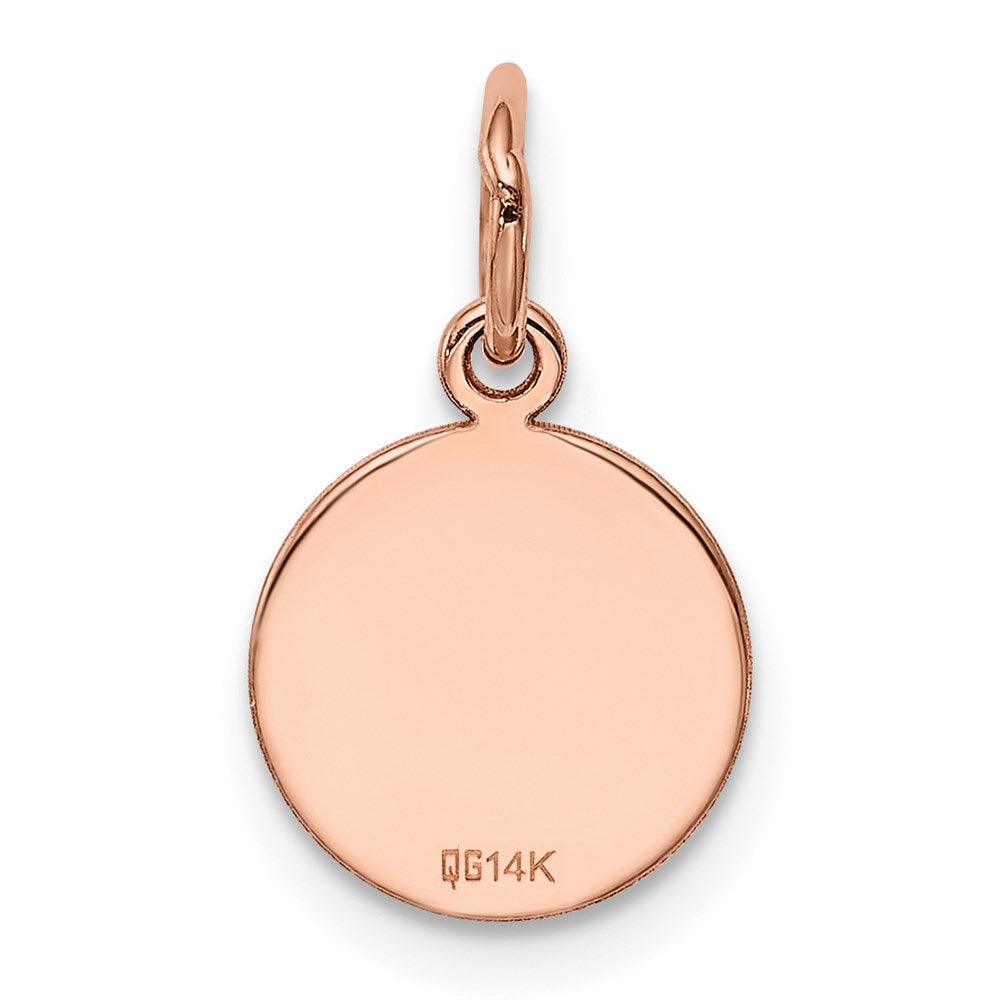 14k Rose Gold Plain .027 Gauge Circular Engraveable Disc Charm