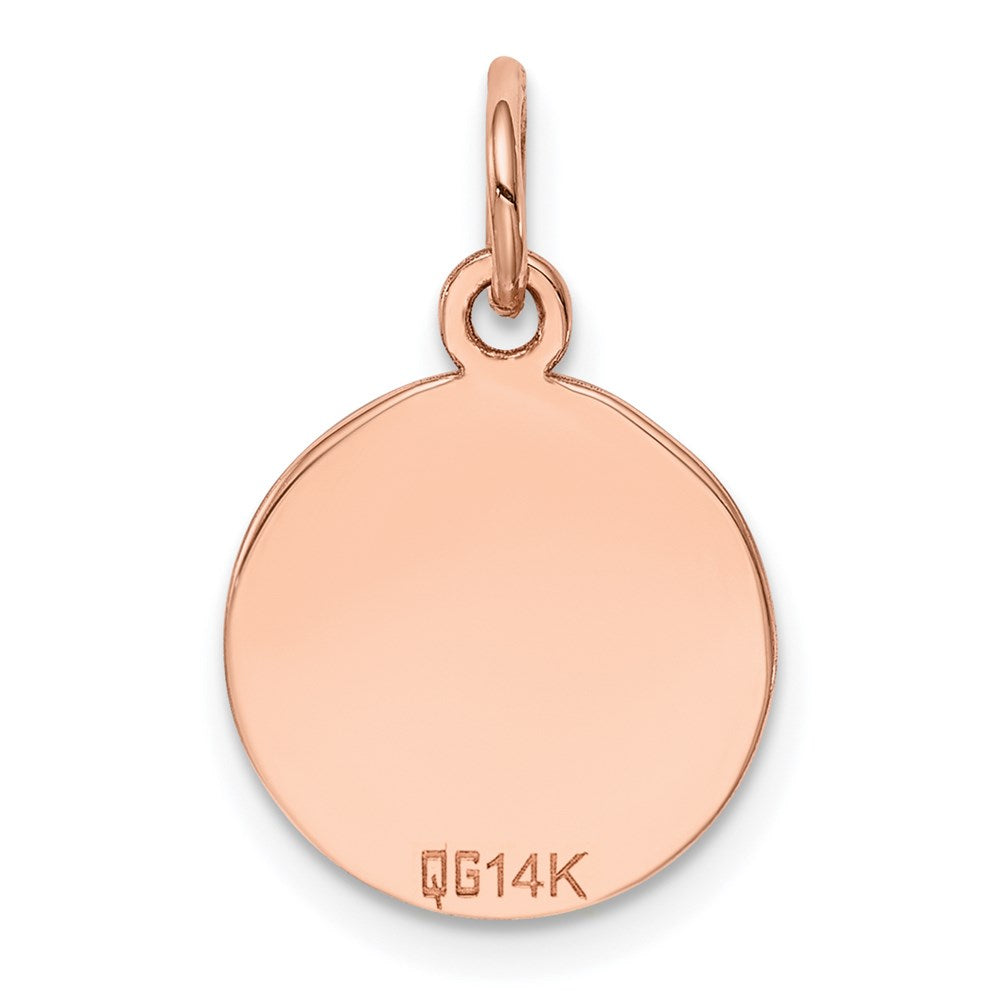 14k Rose Gold Plain .013 Gauge Circular Engraveable Disc Charm