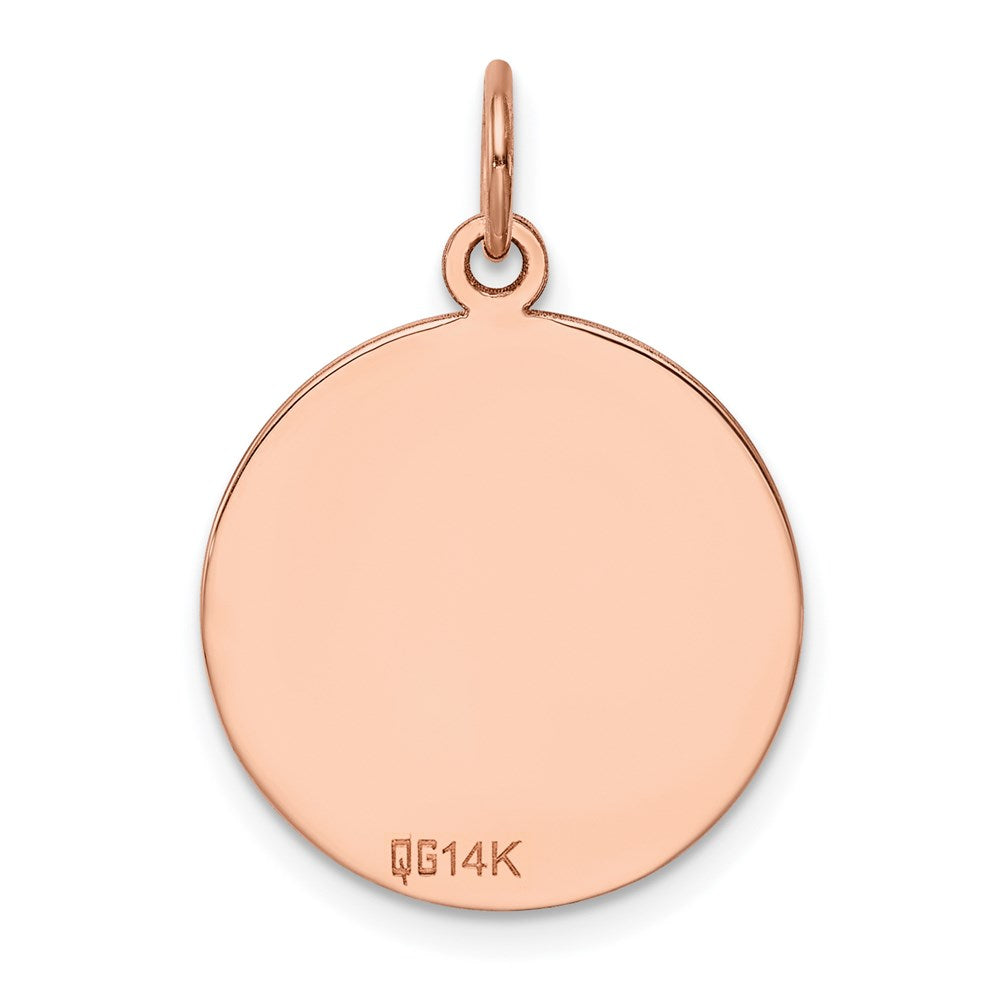 14k Rose Gold Plain .018 Gauge Circular Engraveable Disc Charm