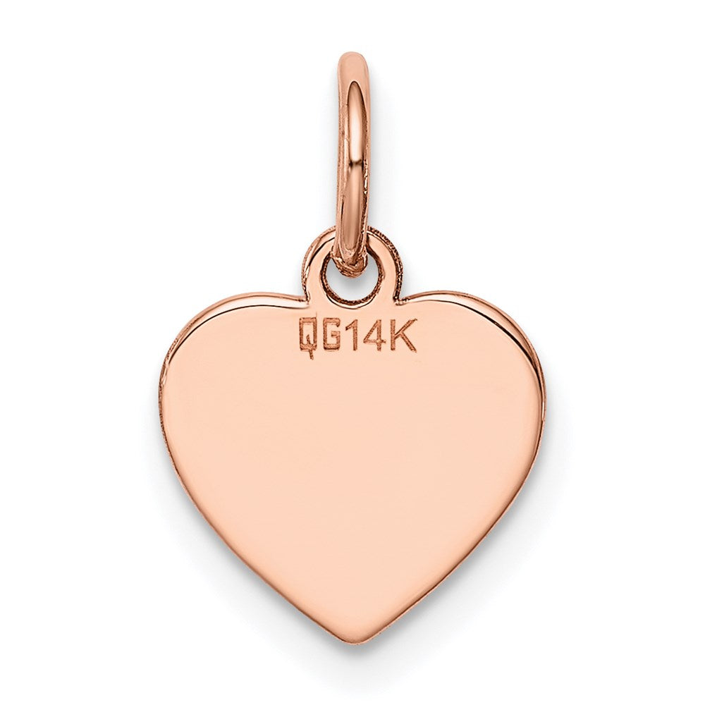 14k Rose Gold Plain .018 Gauge Engraveable Heart Disc Charm