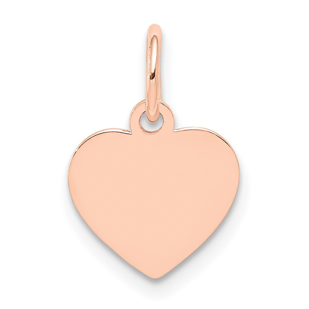 14k Rose Gold Plain .011 Gauge Engraveable Heart Disc Charm