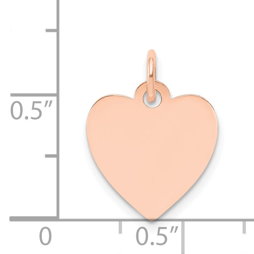 14k Rose Gold Plain .013 Gauge Engraveable Heart Disc Charm XRM195/13