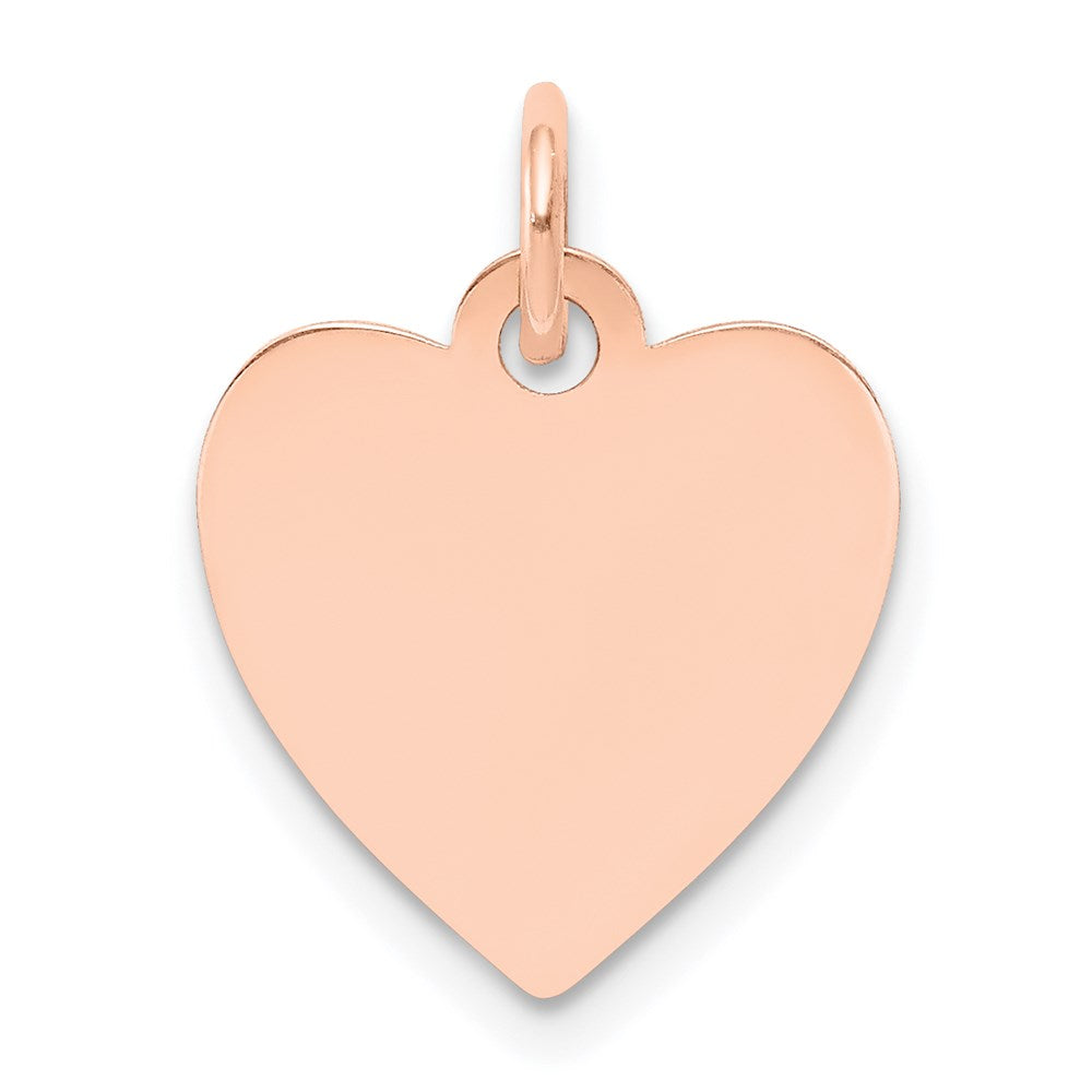 14k Rose Gold Plain .011 Gauge Engraveable Heart Disc Charm