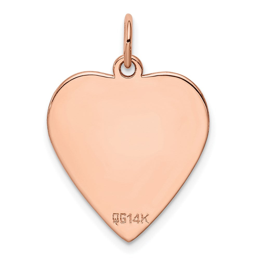 14k Rose Gold Plain .018 Gauge Engraveable Heart Disc Charm