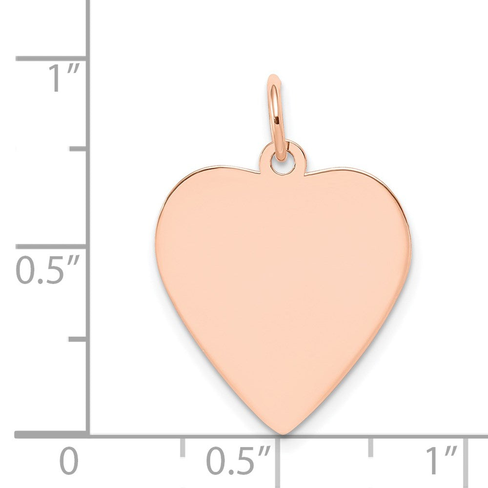 14k Rose Gold Plain .018 Gauge Engraveable Heart Disc Charm