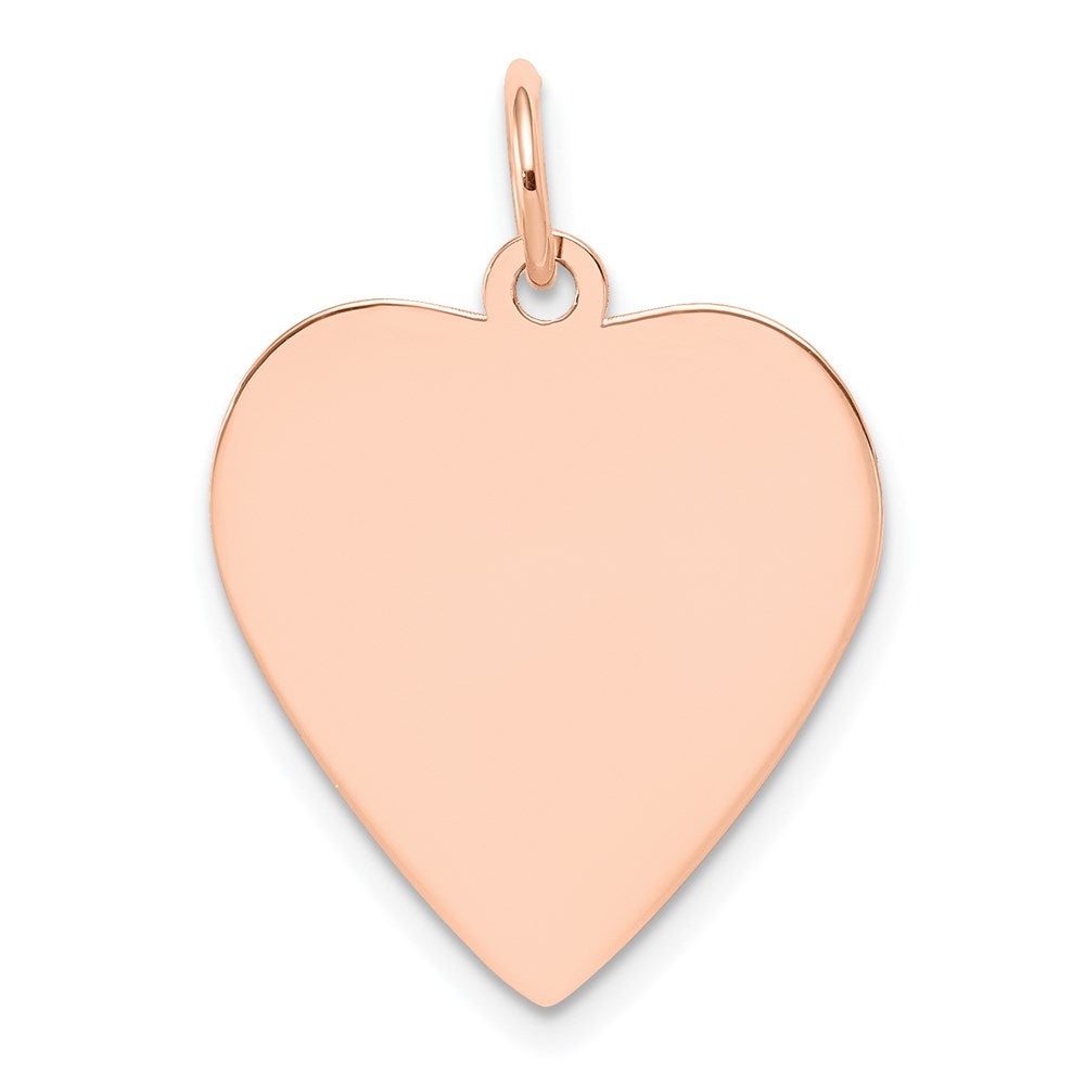 14k Rose Gold Plain .018 Gauge Engraveable Heart Disc Charm