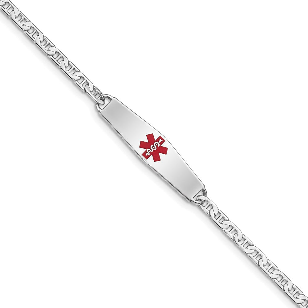 Sterling Silver Rhodium-plated Medical ID Anchor Link Bracelet