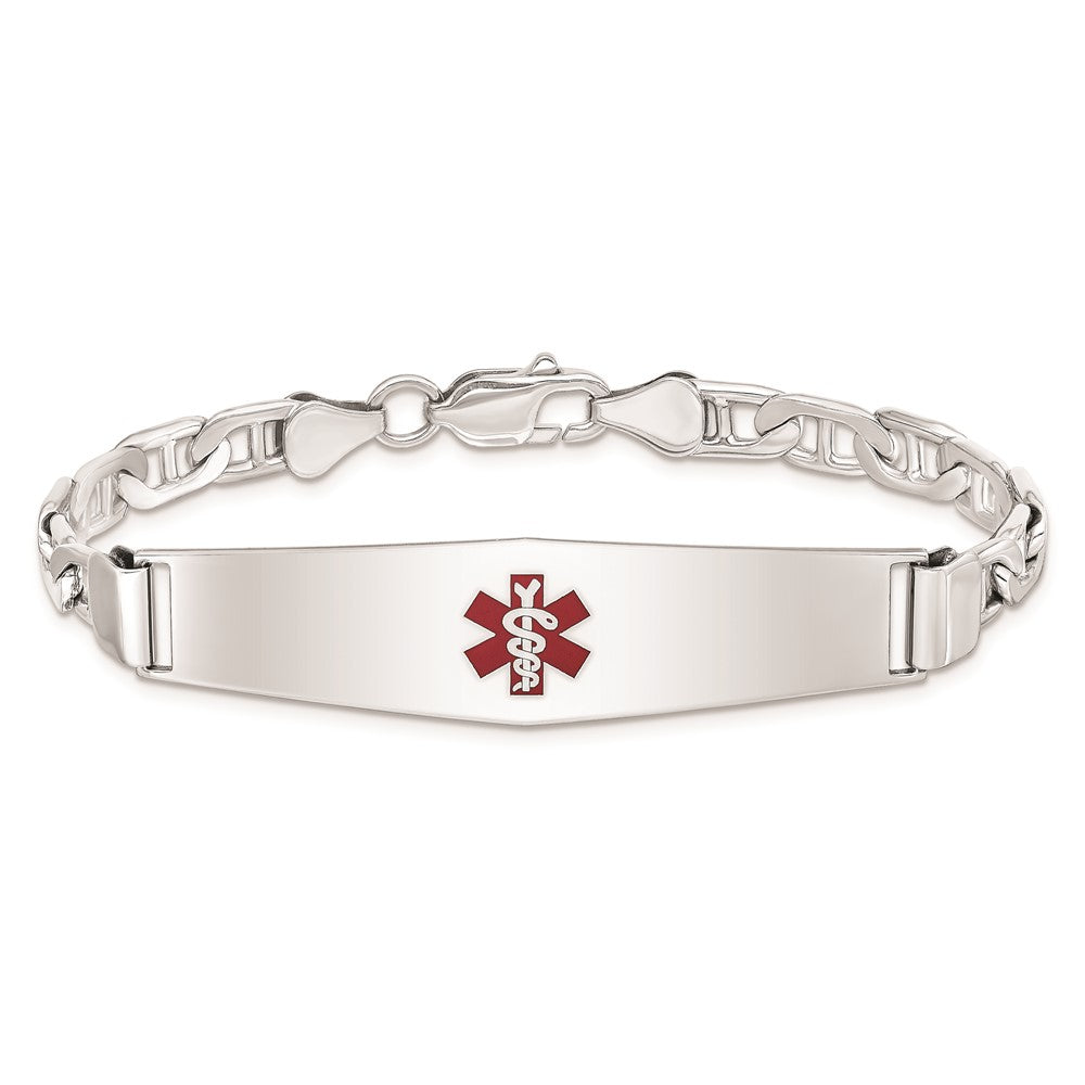 Sterling Silver Rhodium-plated Medical ID Anchor Link Bracelet