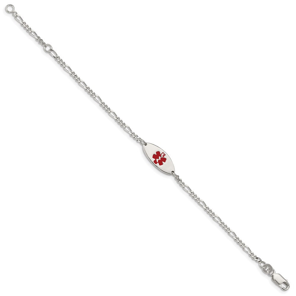 Sterling Silver Rhodium-plated Enamel Medical Jewelry Bracelet