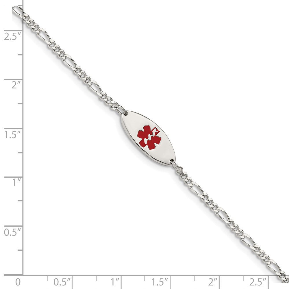 Sterling Silver Rhodium-plated Enamel Medical Jewelry Bracelet