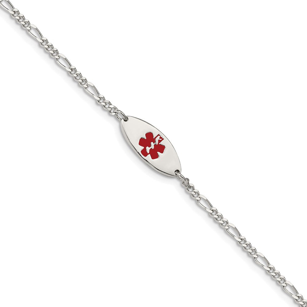 Sterling Silver Rhodium-plated Enamel Medical Jewelry Bracelet