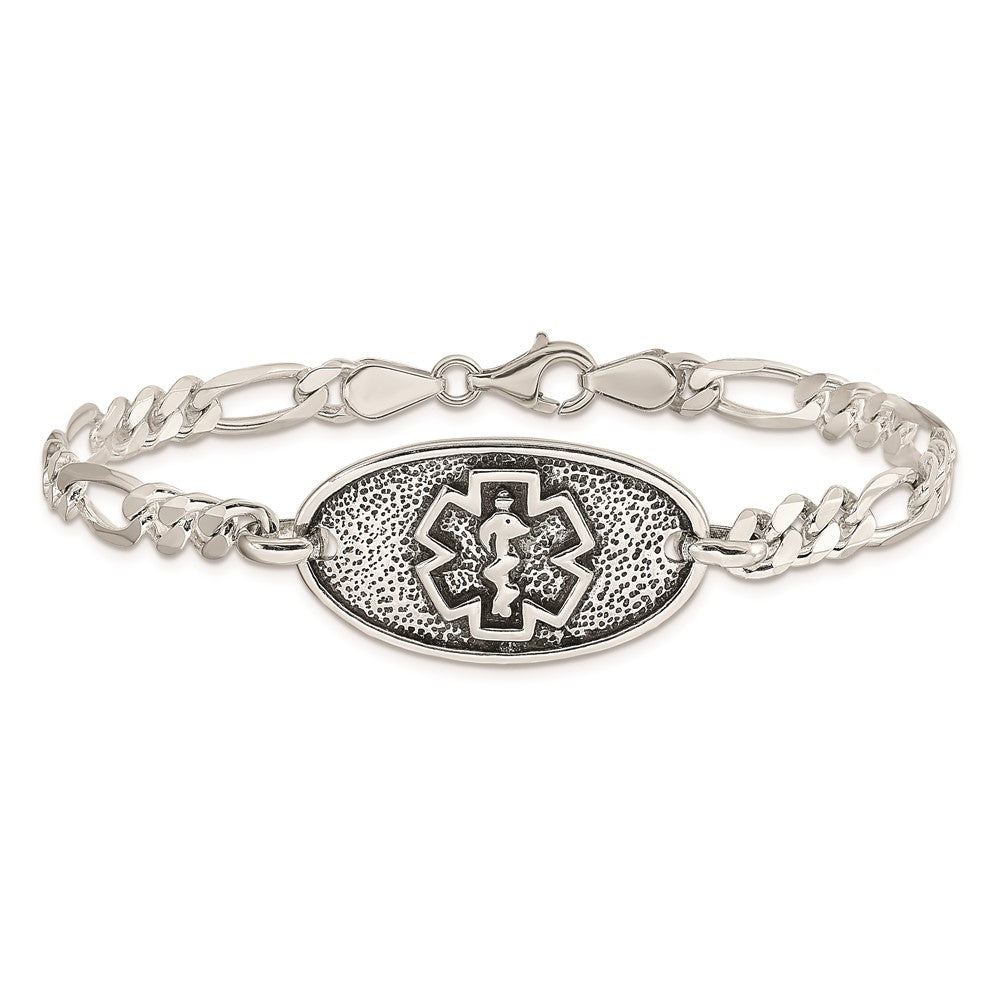 Sterling Silver Antiqued / Polished Medical Bracelet