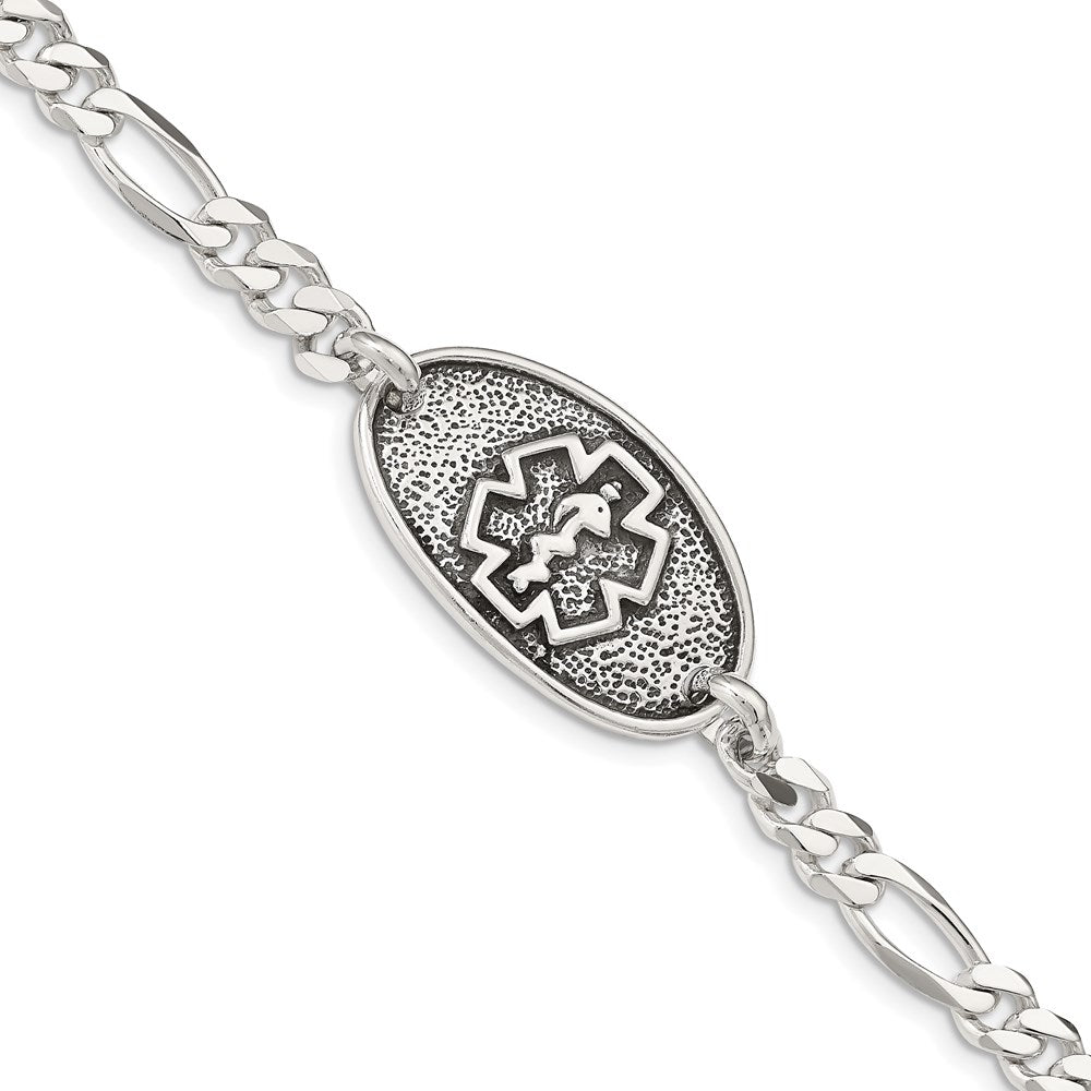 Sterling Silver Antiqued / Polished Medical Bracelet