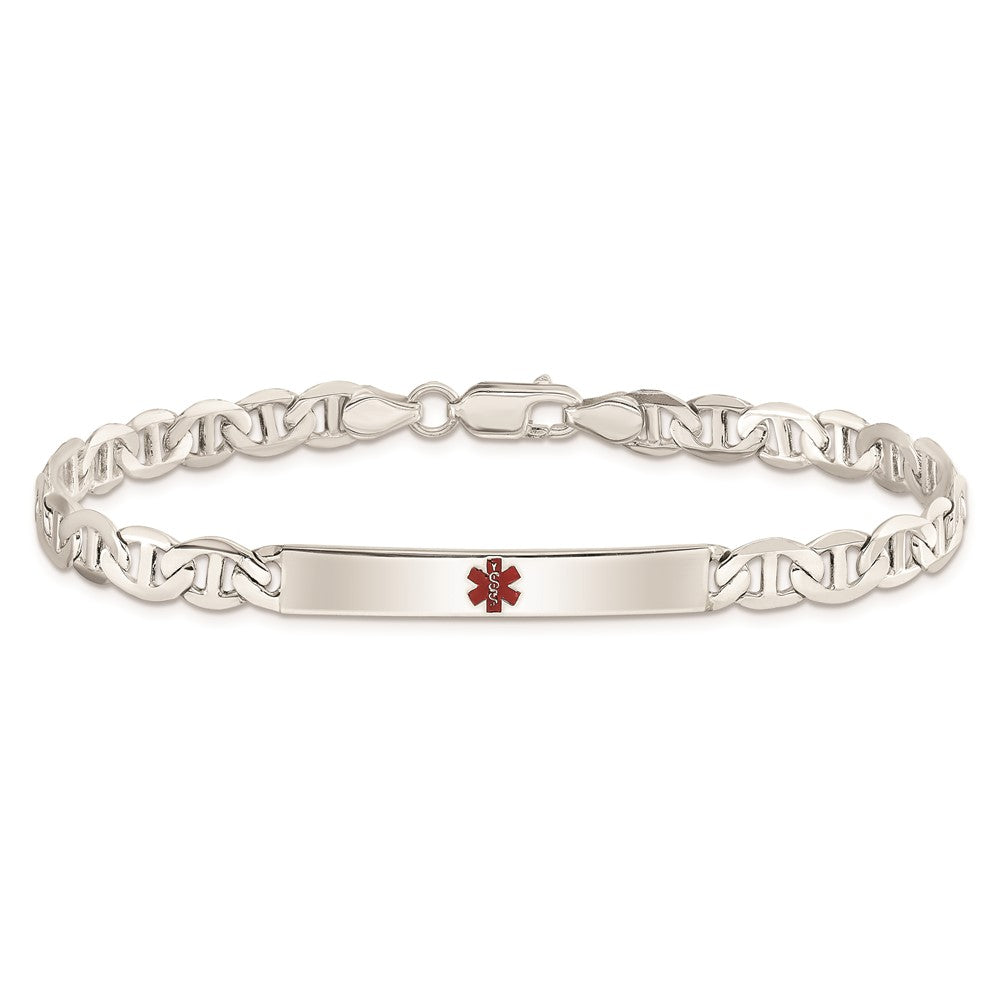 Sterling Silver Polished Medical Anchor Link ID Bracelet