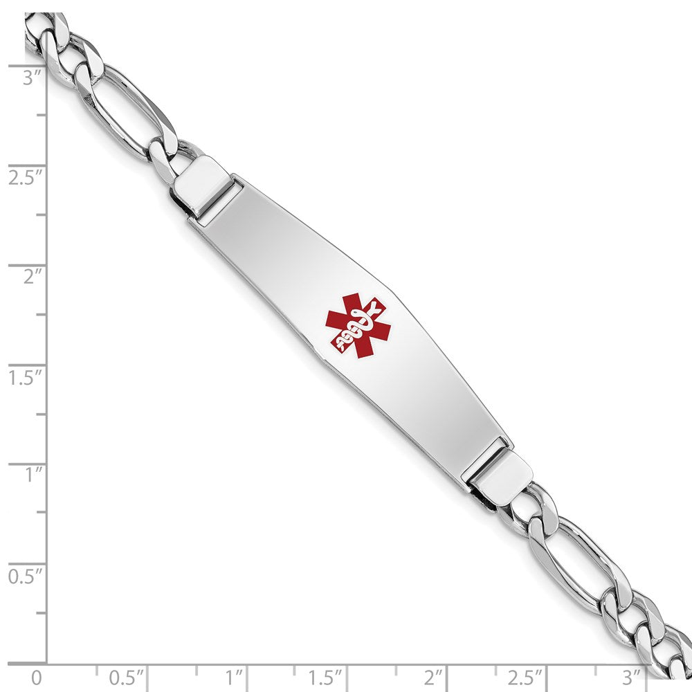 Sterling Silver Rhodium-plated Medical ID Figaro Link Bracelet