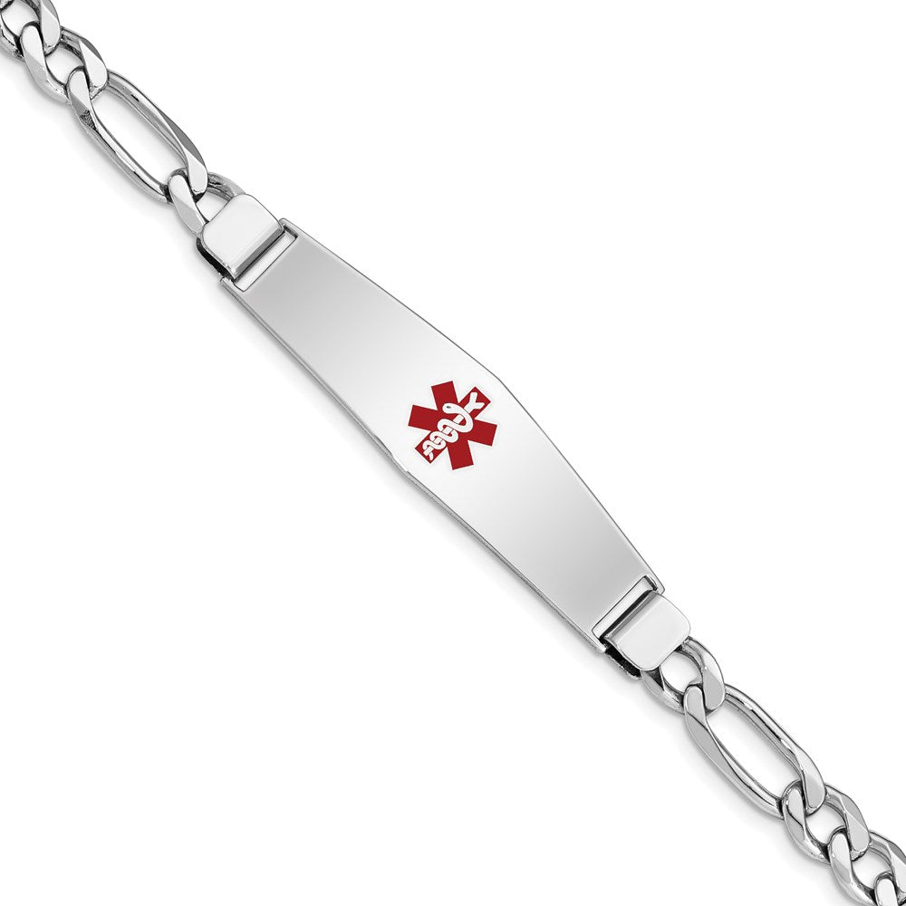 Sterling Silver Rhodium-plated Medical ID Figaro Link Bracelet