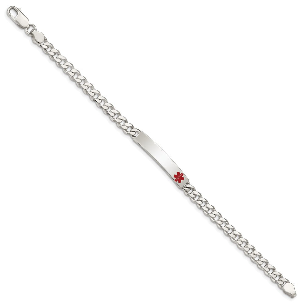 Sterling Silver Polished Medical Curb Link ID Bracelet