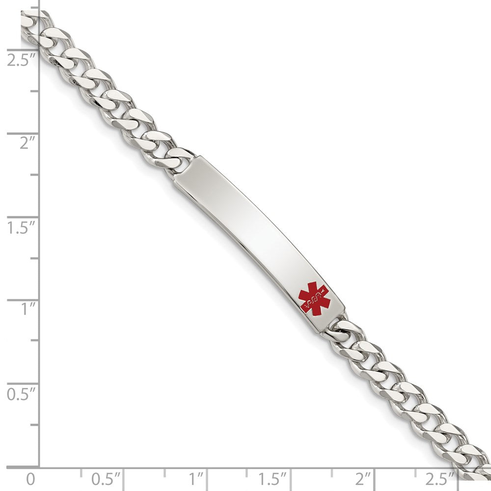 Sterling Silver Polished Medical Curb Link ID Bracelet