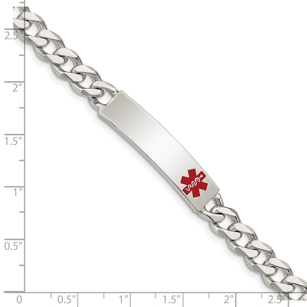 Sterling Silver Polished Medical Curb Link ID Bracelet