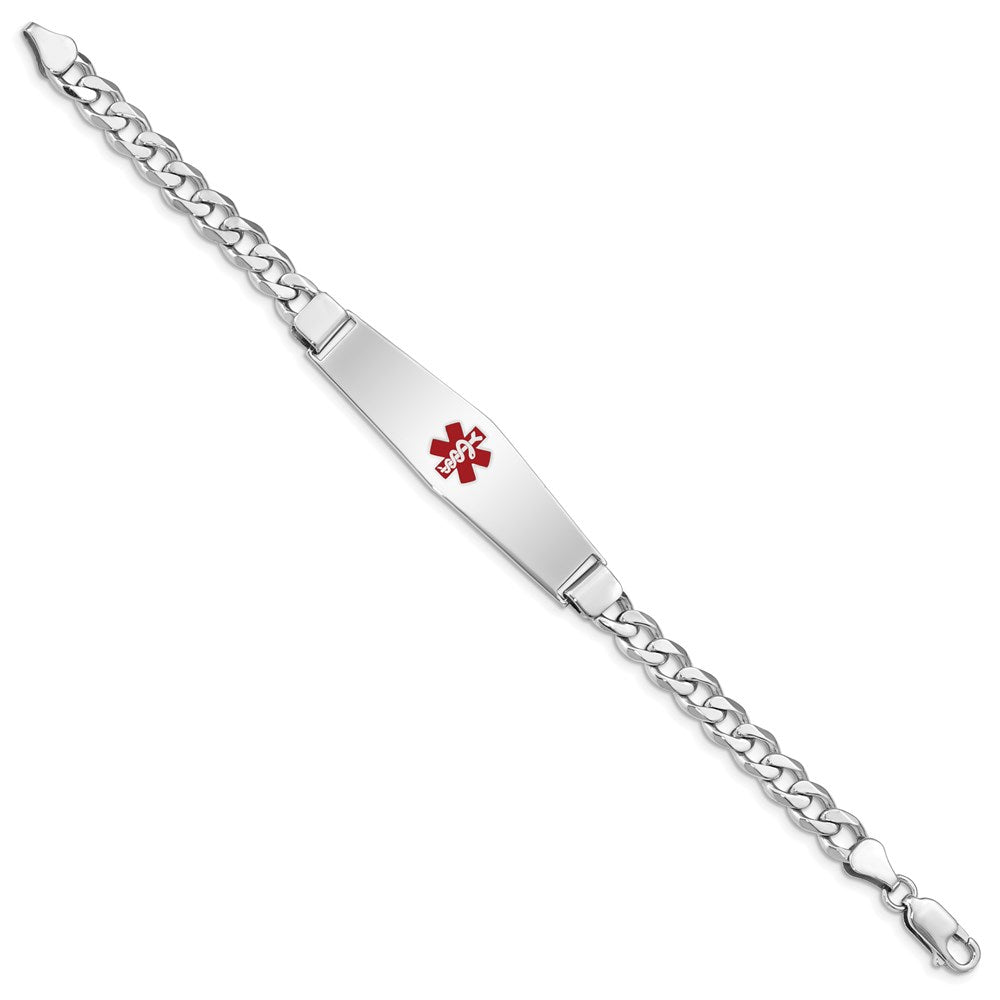 Sterling Silver Rhodium-plated Medical ID Curb Link Bracelet