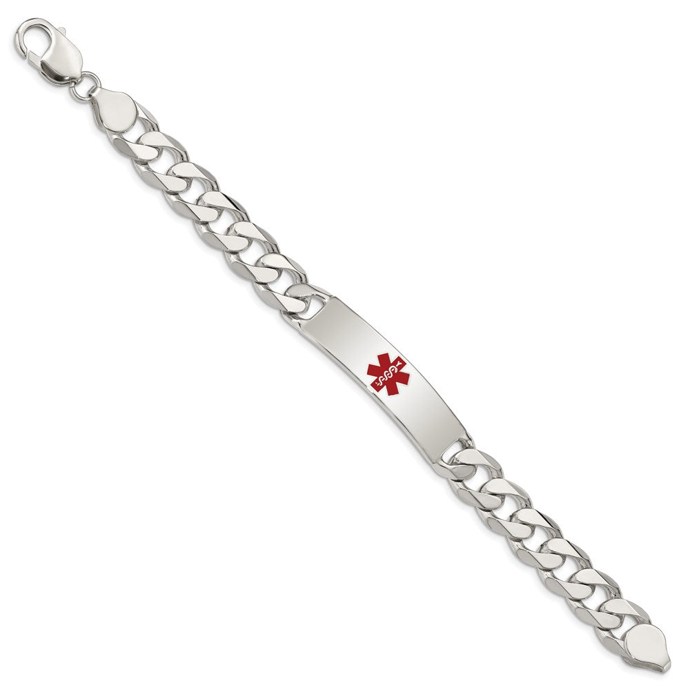 Sterling Silver Polished Medical Curb Link ID Bracelet