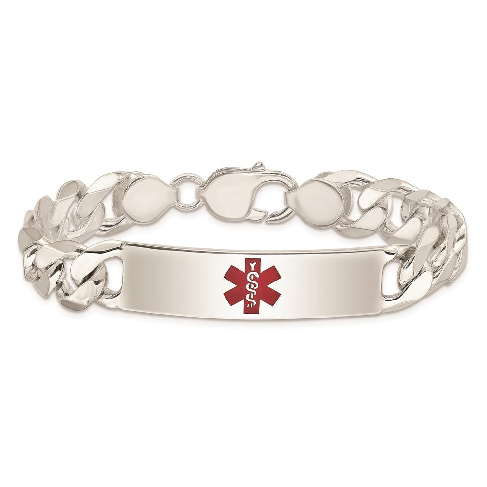 Sterling Silver Polished Medical Curb Link ID Bracelet