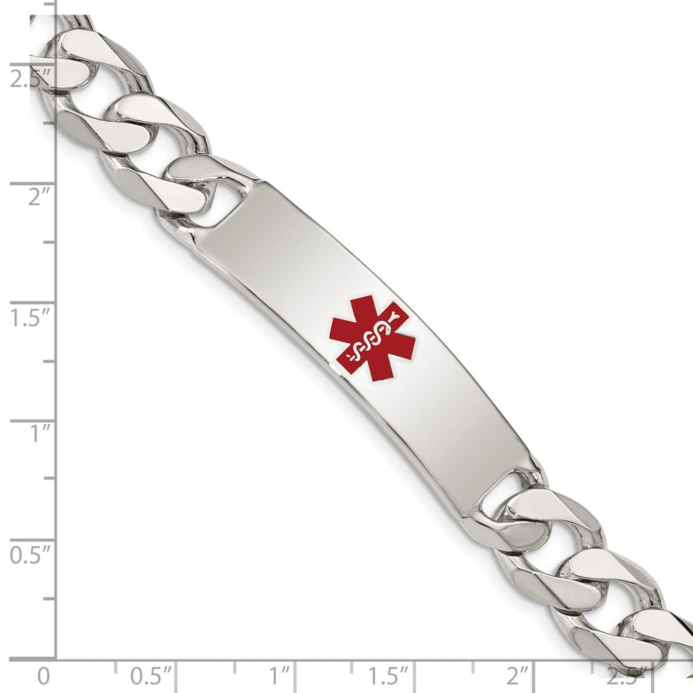 Sterling Silver Polished Medical Curb Link ID Bracelet