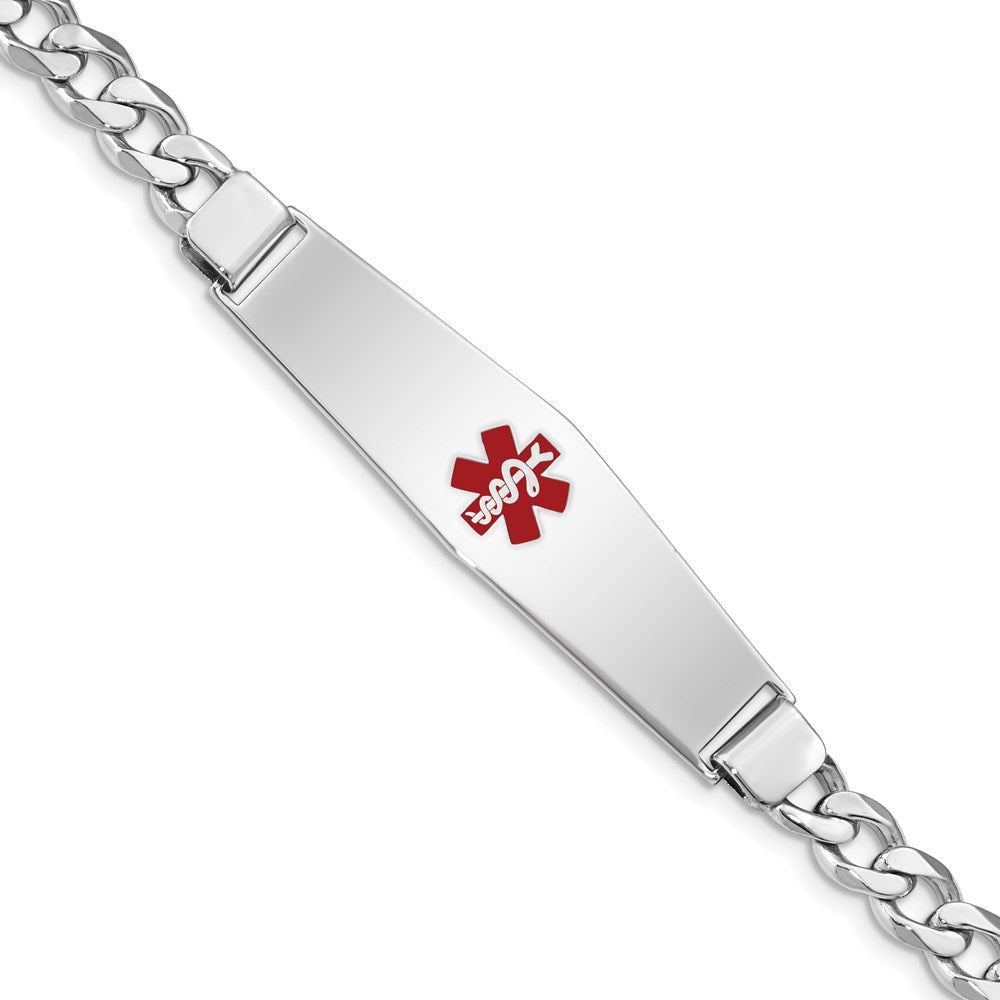 Sterling Silver Rhodium-plated Medical ID Curb Link Bracelet