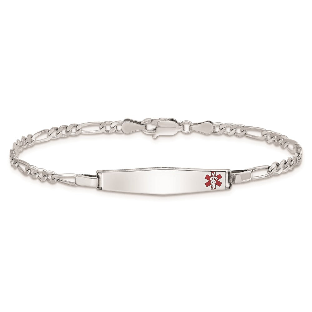 Sterling Silver Rhodium-plated Medical ID Figaro Link Bracelet