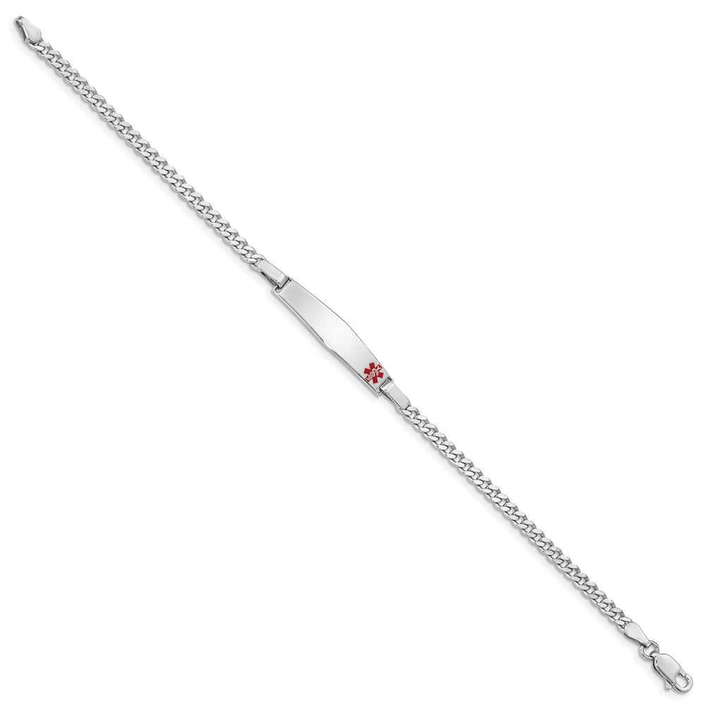 Sterling Silver Rhodium-plated Medical ID Curb Link Bracelet