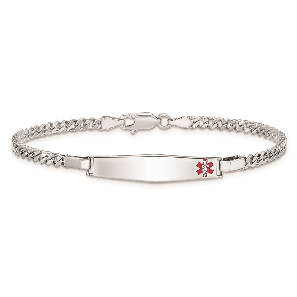 Sterling Silver Rhodium-plated Medical ID Curb Link Bracelet