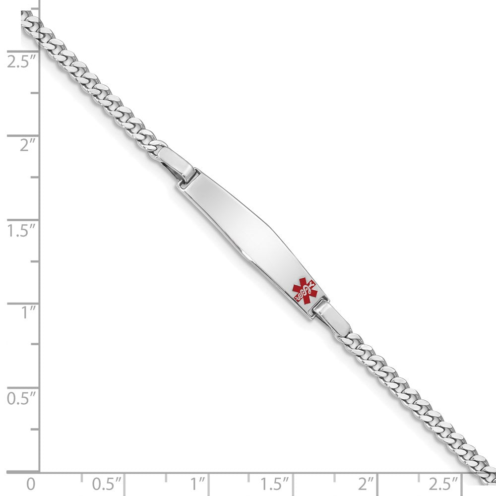 Sterling Silver Rhodium-plated Medical ID Curb Link Bracelet