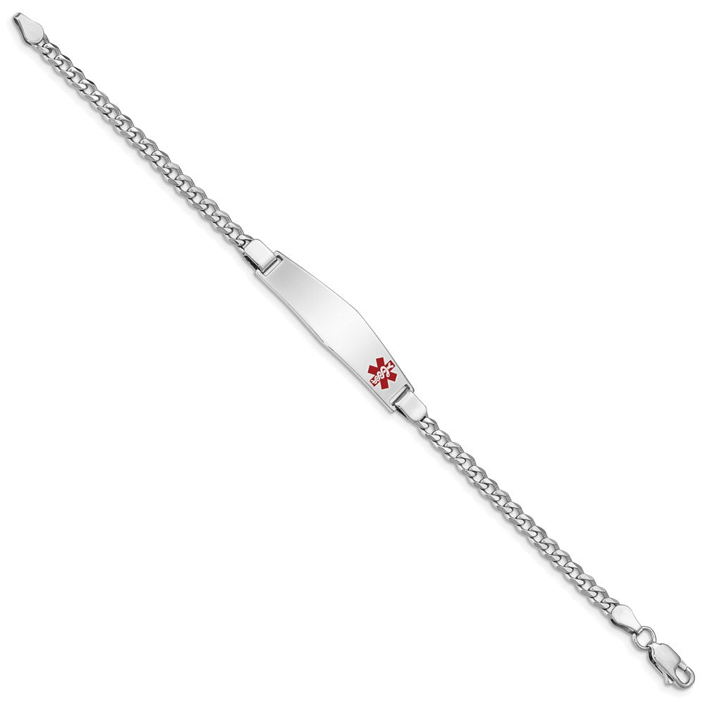 Sterling Silver Rhodium-plated Medical ID Curb Link Bracelet