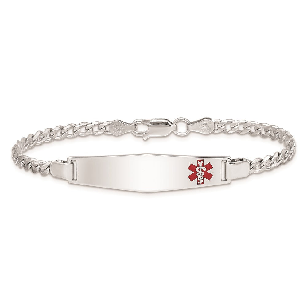 Sterling Silver Rhodium-plated Medical ID Curb Link Bracelet