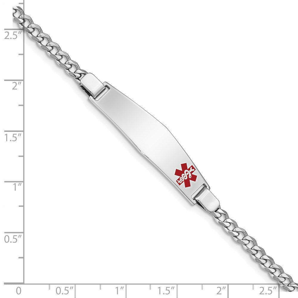 Sterling Silver Rhodium-plated Medical ID Curb Link Bracelet