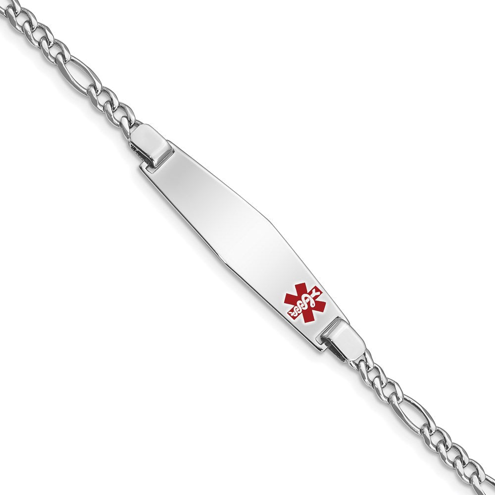 Sterling Silver Rhodium-plated Medical ID Figaro Link Bracelet