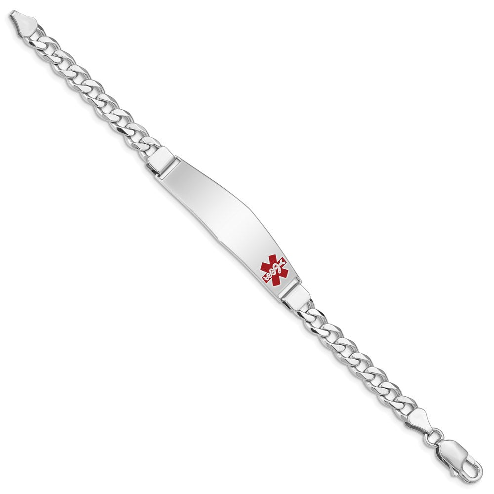 Sterling Silver Rhodium-plated Medical ID Curb Link Bracelet