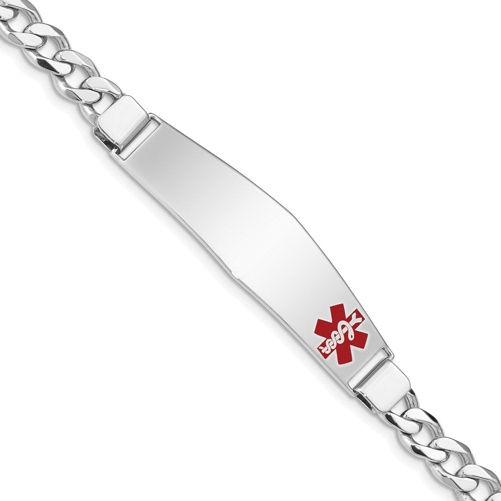 Sterling Silver Rhodium-plated Medical ID Curb Link Bracelet