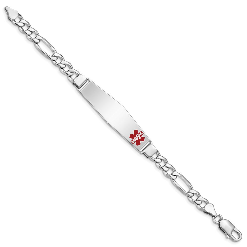 Sterling Silver Rhodium-plated Medical ID Figaro Link Bracelet