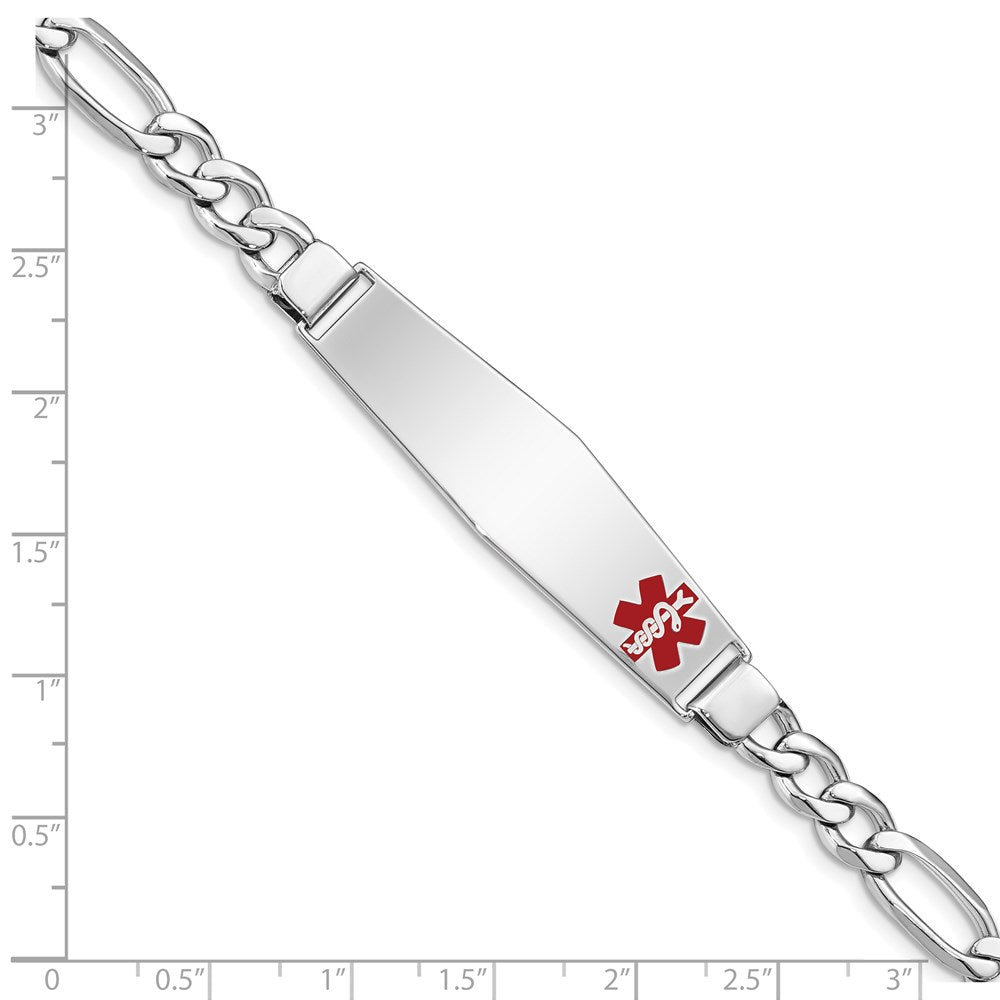 Sterling Silver Rhodium-plated Medical ID Figaro Link Bracelet