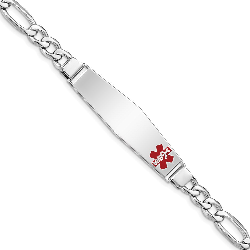 Sterling Silver Rhodium-plated Medical ID Figaro Link Bracelet