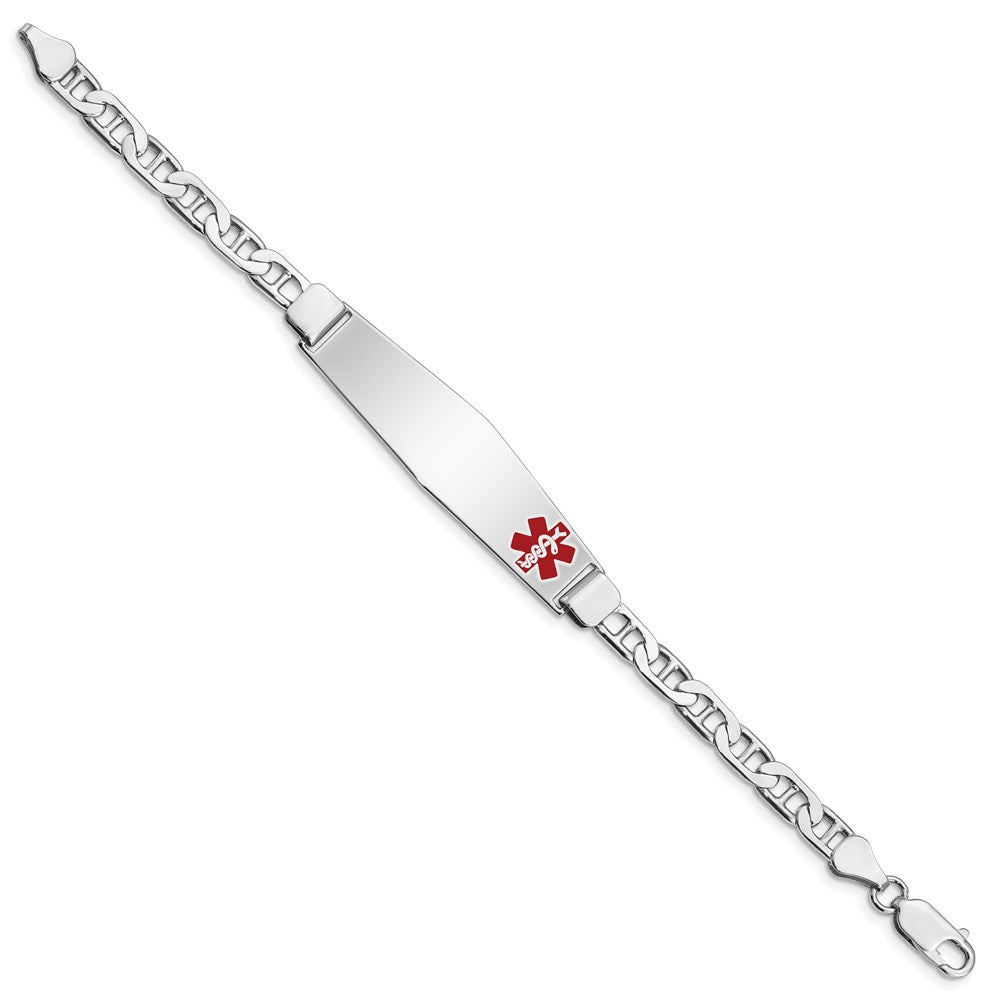 Sterling Silver Rhodium-plated Medical ID Anchor Link Bracelet