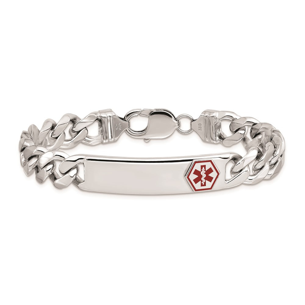 Sterling Silver Rhodium-plated Medical ID Curb Link Bracelet