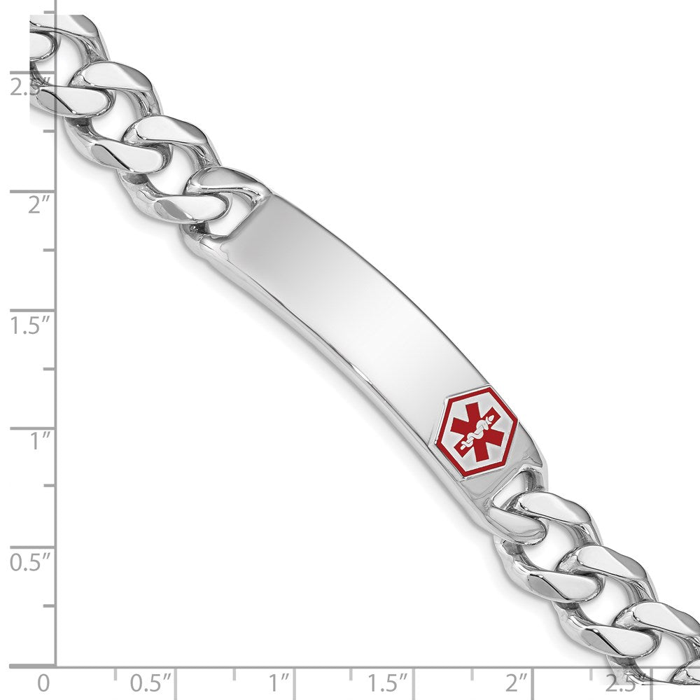 Sterling Silver Rhodium-plated Medical ID Curb Link Bracelet