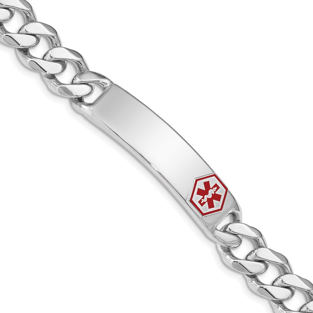 Sterling Silver Rhodium-plated Medical ID Curb Link Bracelet