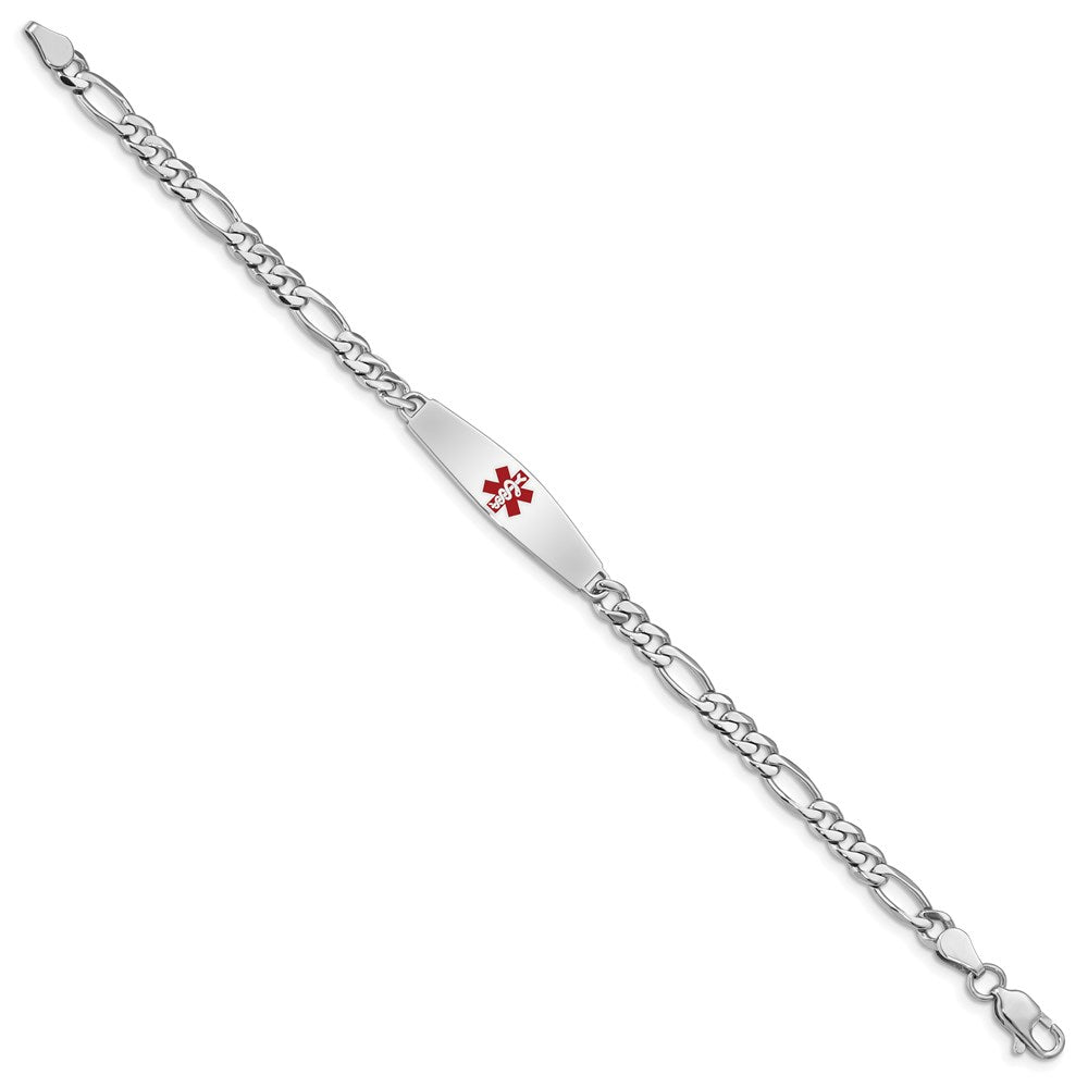 Sterling Silver Rhodium-plated Medical ID Figaro Link Bracelet