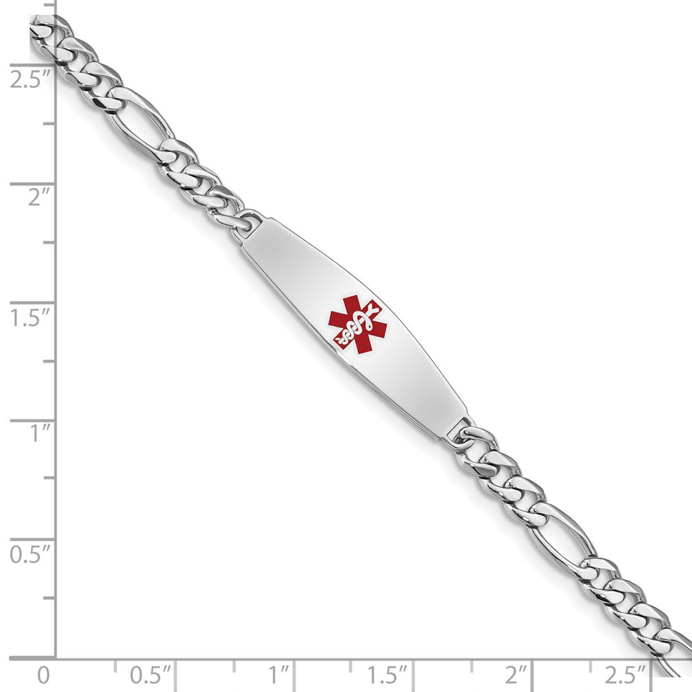 Sterling Silver Rhodium-plated Medical ID Figaro Link Bracelet