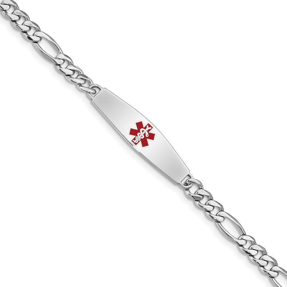 Sterling Silver Rhodium-plated Medical ID Figaro Link Bracelet